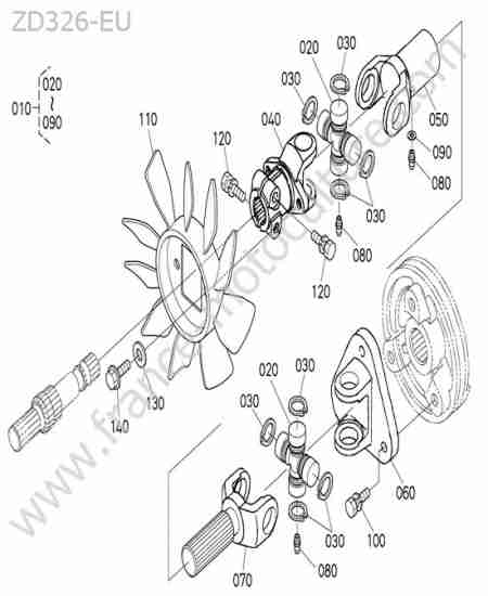 KUBOTA - ZD326 : Cardan / ventilateur