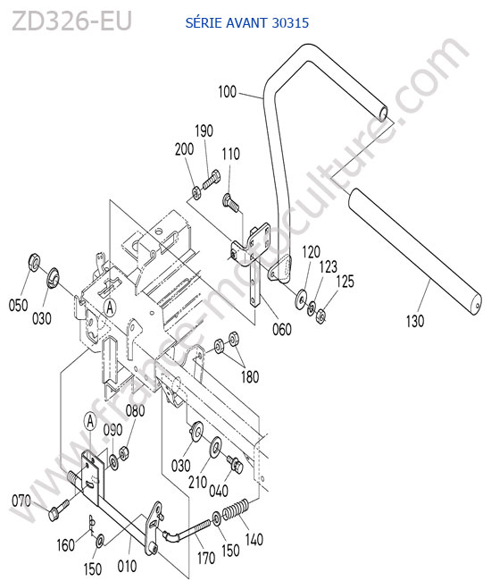 Levier droit < 30315 KUBOTA ZD326