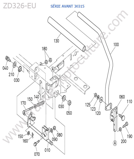 Levier gauche < 30315 KUBOTA ZD326