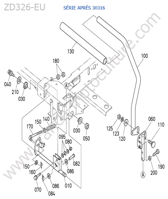 Levier gauche > 30316 KUBOTA ZD326