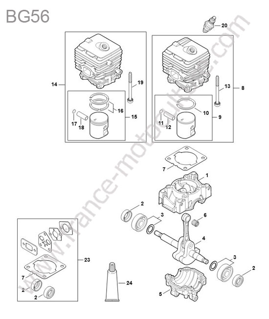 Cylindre - piston - vilebrequin STIHL BG56