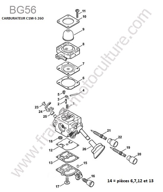 Carburateur c1m-s260 STIHL BG56