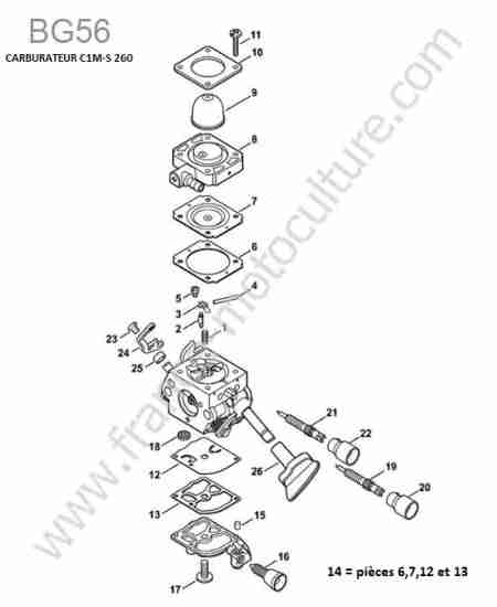 STIHL - BG56 : Carburateur c1m-s260