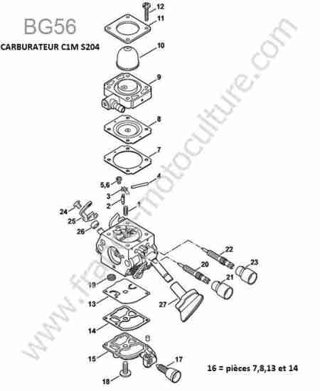 STIHL - BG56 : Carburateur c1m s204