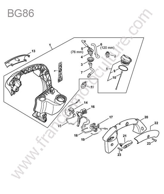 Poignee / reservoir STIHL BG86
