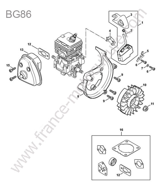 Echappement STIHL BG86