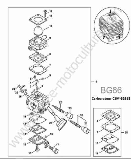 STIHL - BG86 : Carburateur c1m-s 261