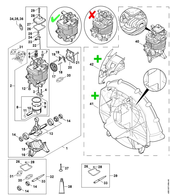 Piston / cylindre / vilebrequin STIHL BR600
