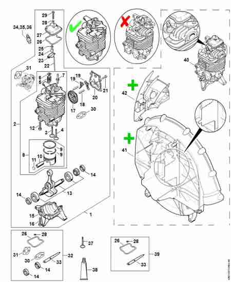 STIHL - BR600 : Piston / cylindre / vilebrequin