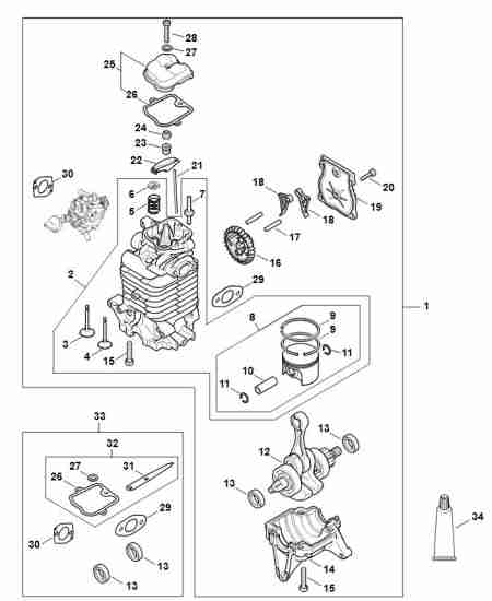 STIHL - BR800 : Cylindre / piston / vilebrequin