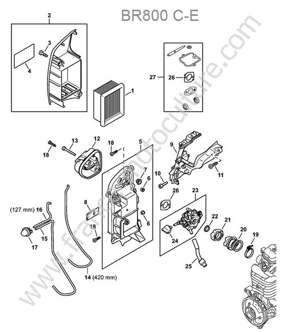 Vue éclatée (Filtre air / admission) pour STIHL - BR800 Filtre air / admission STIHL BR800