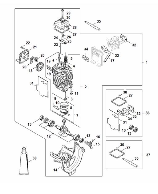 Cylindre / piston / vilebrequin STIHL FS131-0R