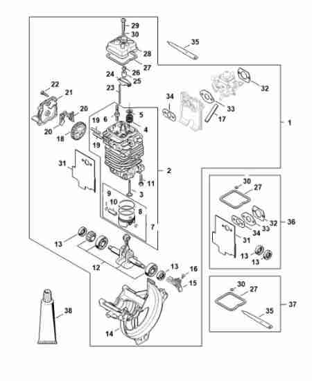 STIHL - FS131-0R : Cylindre / piston / vilebrequin