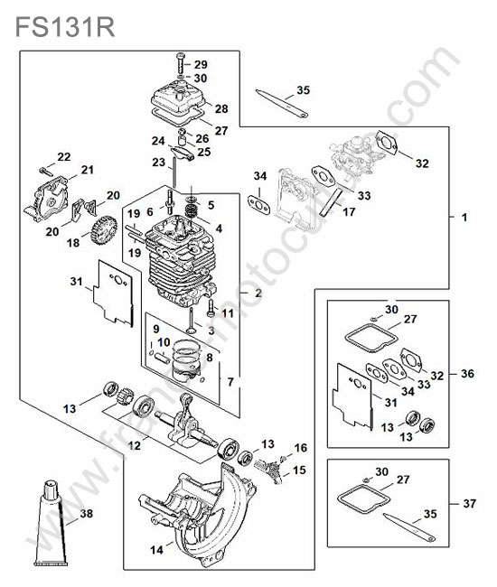 Cylindre / piston / vilebrequin STIHL FS131-R