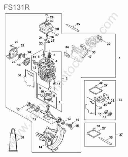 STIHL - FS131-R : Cylindre / piston / vilebrequin