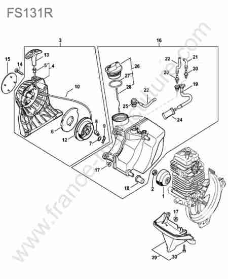 STIHL - FS131-R : Lanceur / reservoir