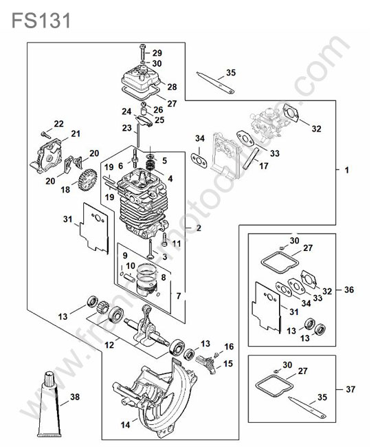 Cylindre / piston / vilebrequin STIHL FS131