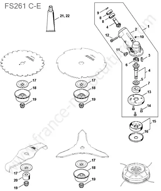 Schema assemblage (Tete / reducteur) de STIHL FS261-1 Vue éclatée (Tete / reducteur) pour STIHL - FS261-1