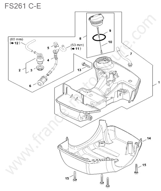 Schema assemblage (Reservoir) de STIHL FS261-1 Vue éclatée (Reservoir) pour STIHL - FS261-1