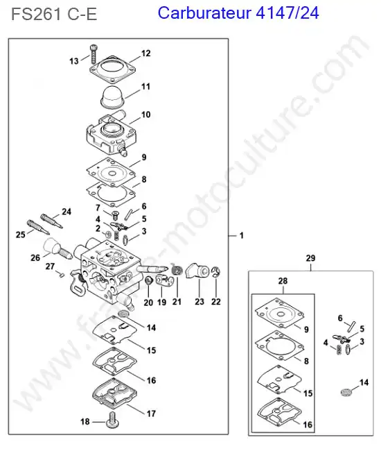 Schema assemblage (Carburateur 4147/24) de STIHL FS261-1 Vue éclatée (Carburateur 4147/24) pour STIHL - FS261-1