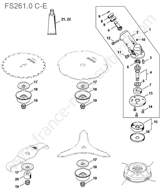 Schema assemblage (Tete / reducteur) de STIHL FS261-2 Vue éclatée (Tete / reducteur) pour STIHL - FS261-2