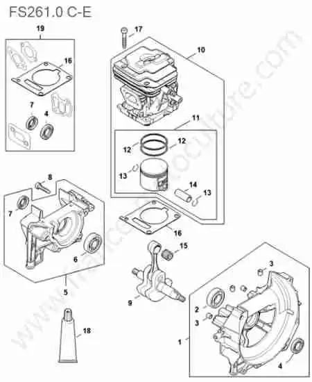 STIHL - FS261-2 : Cylindre / piston / vilebrequin