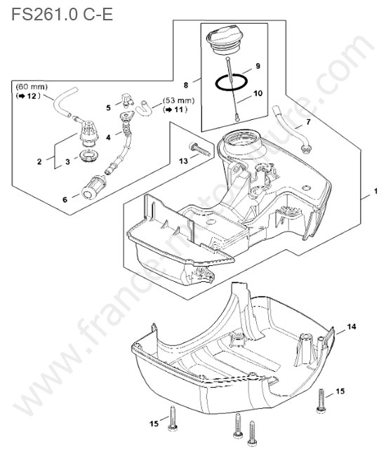 Schema assemblage (Reservoir) de STIHL FS261-2 Vue éclatée (Reservoir) pour STIHL - FS261-2