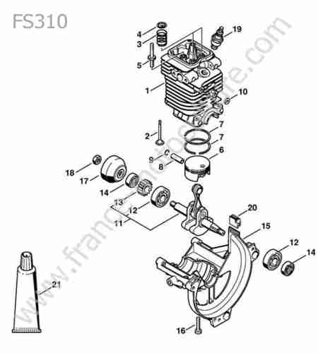STIHL - FS310 : Cylindre / piston / vilebrequin