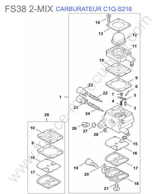 Carburateur c1q-s216 STIHL FS38-2MIX