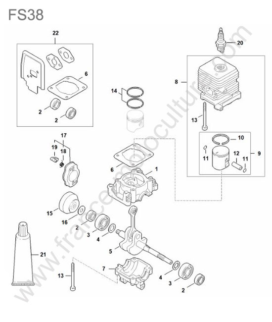 Cylindre / piston / vilebrequin STIHL FS38