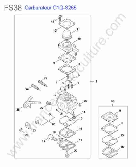STIHL - FS38 : Carburateur c1q-s265