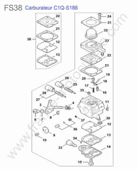 STIHL - FS38 : Carburateur c1q-s186