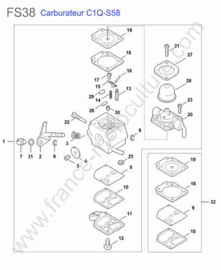 STIHL - FS38 : Carburateur c1q-s58