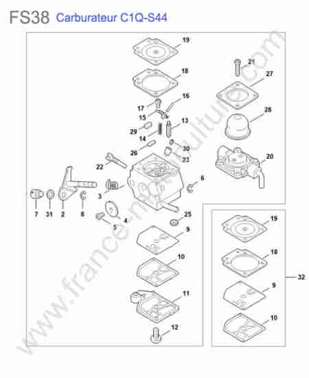 STIHL - FS38 : Carburateur c1q-s44