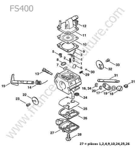 STIHL - FS400 : Carburateur c1q-s34h