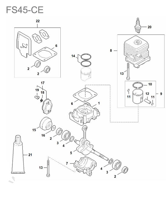 Cylindre / piston / vilebrequin STIHL FS45-CE