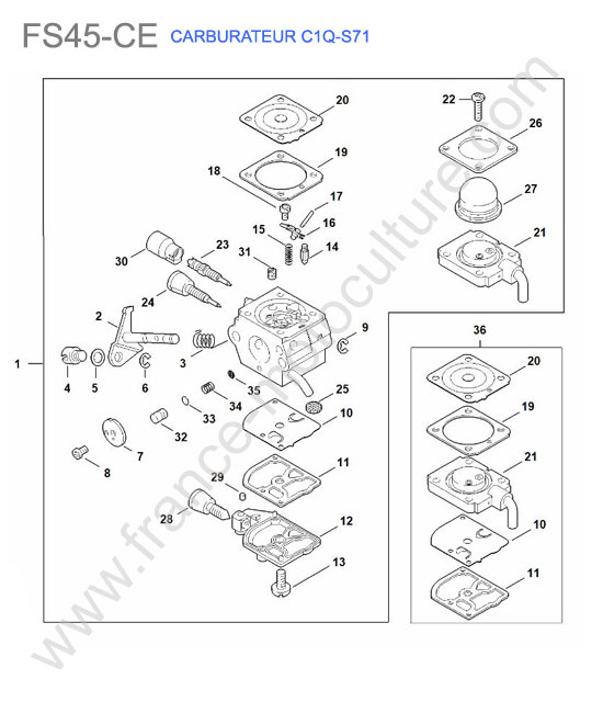 Carburateur c1q-s71 STIHL FS45-CE