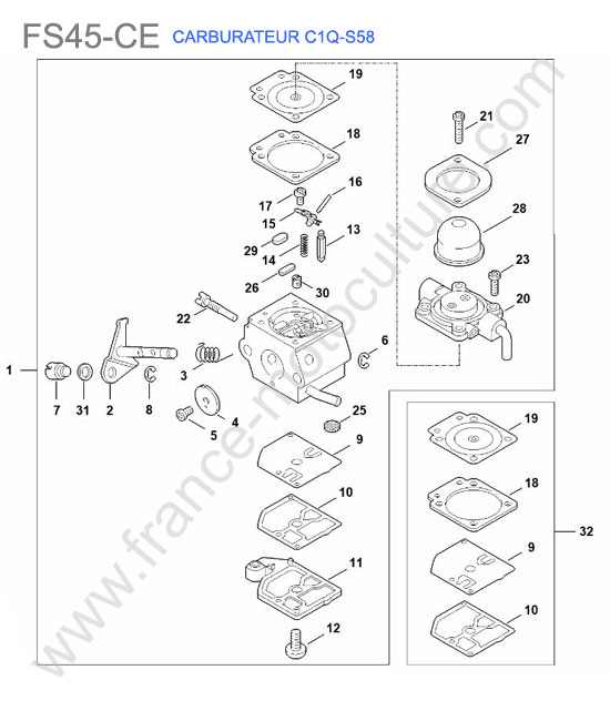 Carburateur c1q-s58 STIHL FS45-CE