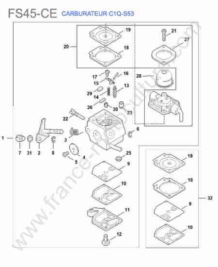 STIHL - FS45-CE : Carburateur c1q-s53