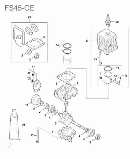 STIHL - FS45-CE : Cylindre / piston / vilebrequin