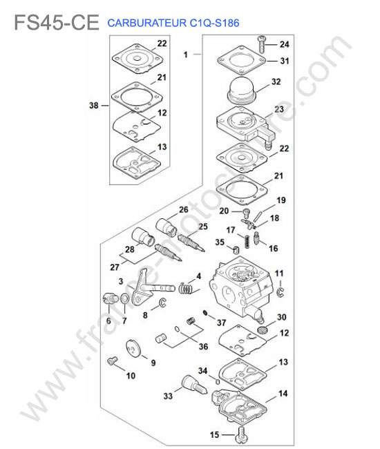 Carburateur c1q-s186 STIHL FS45-CE