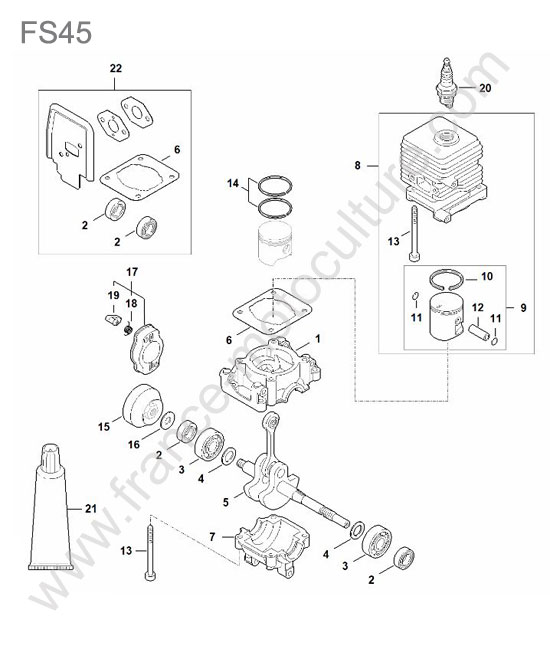 Cylindre / piston / vilebrequin STIHL FS45