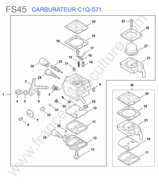 Carburateur c1q-s71 STIHL FS45