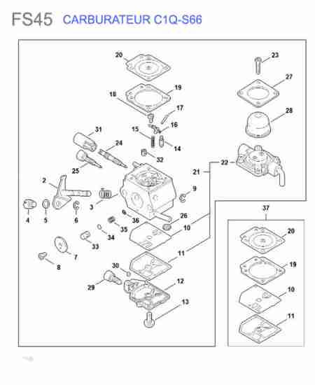 STIHL - FS45 : Carburateur c1q-s66