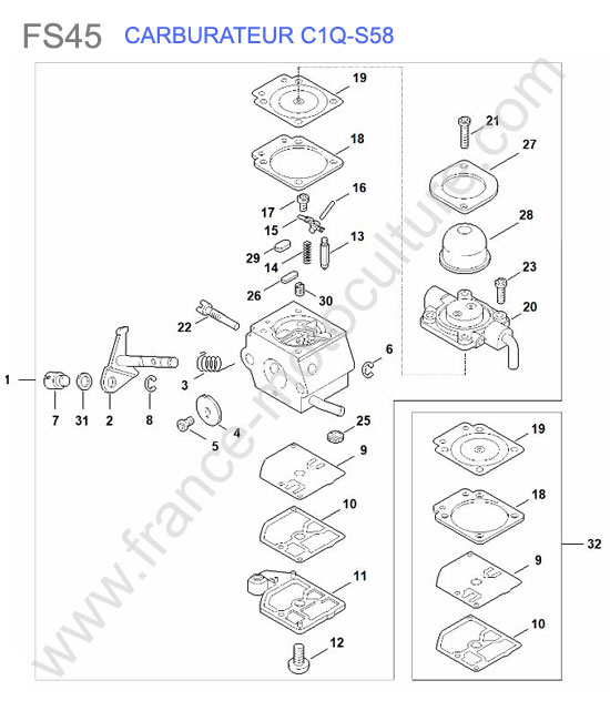 Carburateur c1q-s58 STIHL FS45