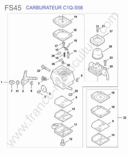 STIHL - FS45 : Carburateur c1q-s58
