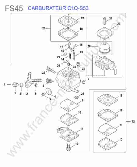 STIHL - FS45 : Carburateur c1q-s53