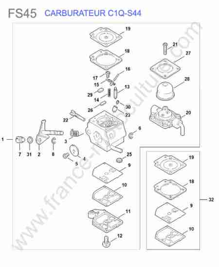 STIHL - FS45 : Carburateur c1q-s44