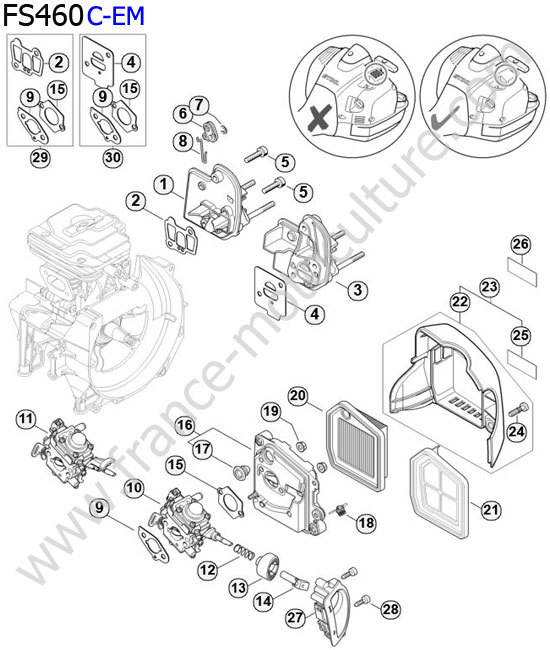 Vue éclatée (Admission) pour STIHL - FS460 Admission STIHL FS460