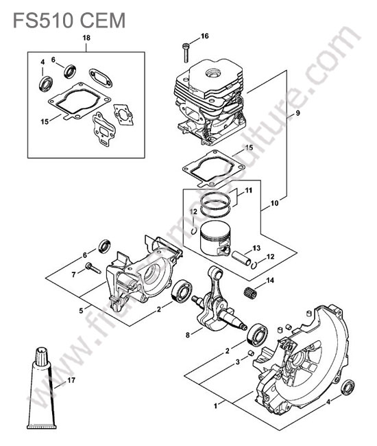 Cylindre / piston / vilebrequin STIHL FS510